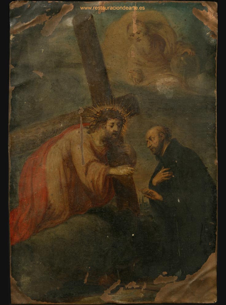 Fotografía antes de la restauración en el estudio de restauración en Madrid