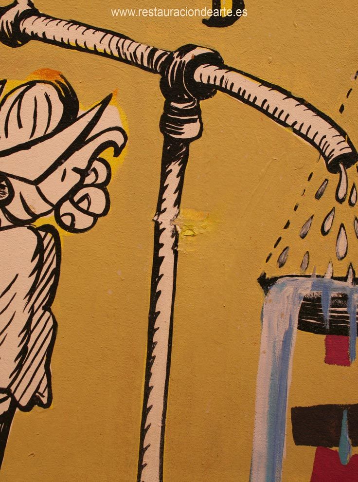 detalle del deterioro antes de la restauración con deterioros provocados por golpes, con perdidas de policromía